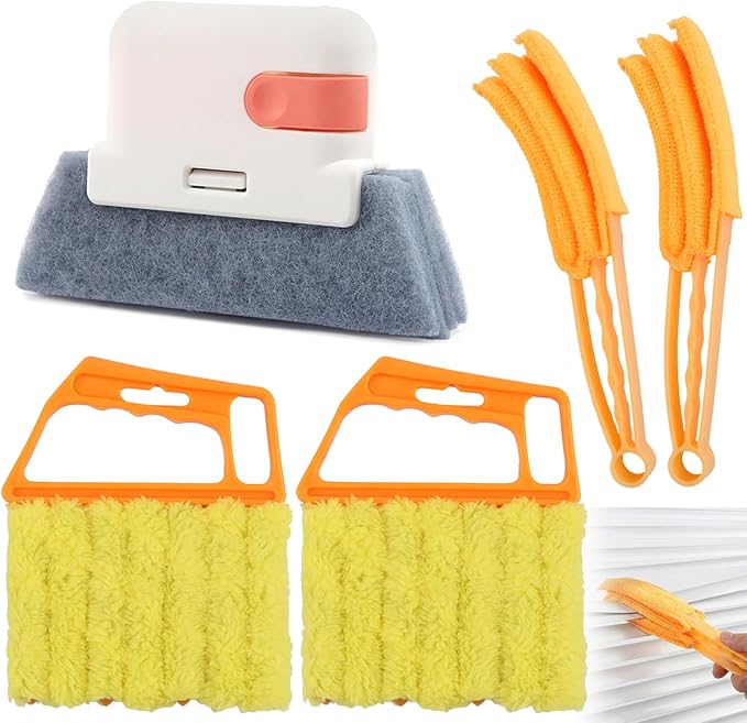 5 Pack Window Blind Cleaner Kit, Washable Microfiber Blind Cleaning Tool with Air Vent Cleaner, Window Track Cleaning Brush, Dust Cleaner for Window Blinds, Air Vents, Tracks & Fans