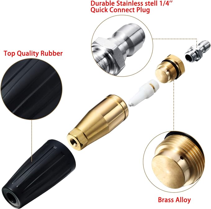 Mudder 4000 PSI Pressure Washer Turbo Nozzle, Nozzle Tips 7 Pcs 4.0 GPM | Quick Connect Fit, 0° 15° 25° 40° 65° Rinse Soap Tips, Color Coded, Universal Pressure Washer Spray Nozzle Replacement, Black