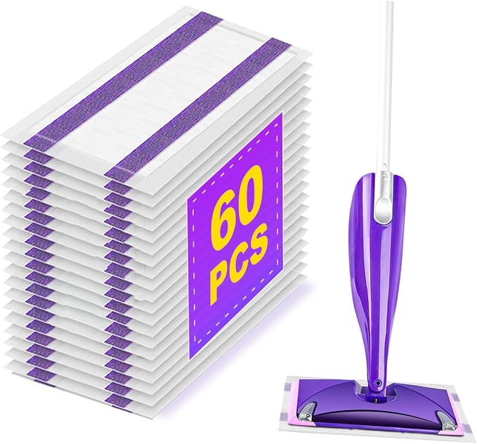 60 Pack Disposable Wet Jet Pads Refill Compatible with Swiffer Wet Jet Mop | 4 Layers Thickened | Super Heavy-Duty Absorbent | Stickiness, Absorbent for Household Cleaning & Suit All Multi-Surface