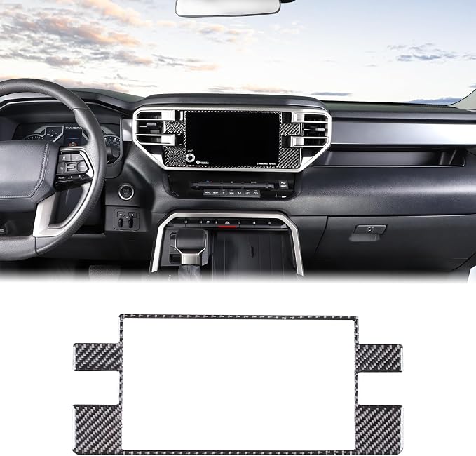 Car Central Control Navigation Screen Frame Decorative Sticker Compatible with Toyota Tundra/Sequoia 2022-2024 Real Carbon Fiber Center Navigation Screen Panel Protect Cover Trim Sticker Accessories