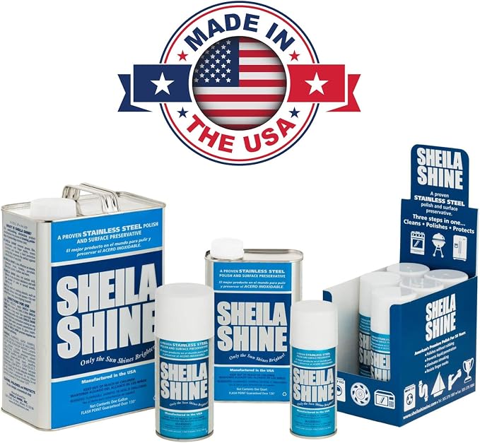 Sheila Shine 1 Quart Stainless Steel Cleaner and Polish w/Microfiber Cloth - Cleans, Polishes & Protects Kitchen Appliances, Refrigerators, Sinks, Ovens & Grills - Streak Free Stainless Sink Cleaner