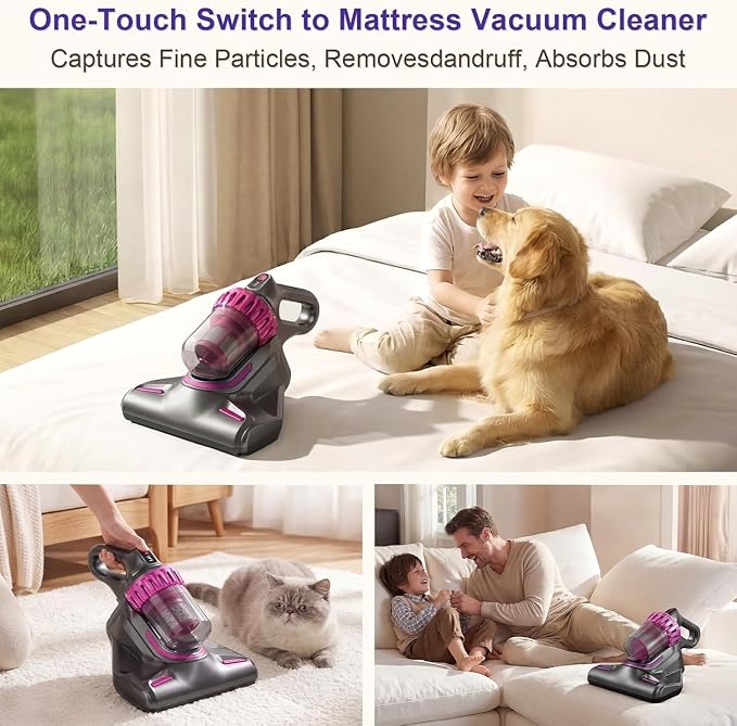 Cordless Stick Vacuum Cleaner, 6-in-1 Lightweight Handheld Vacuum, Built-in Mattress Vacuum Cleaner, 3-Speed Suction, Powerful Multi-purpose Cleaner for Hardwood Floors, Carpet, Pet Hair, Car Cleaning