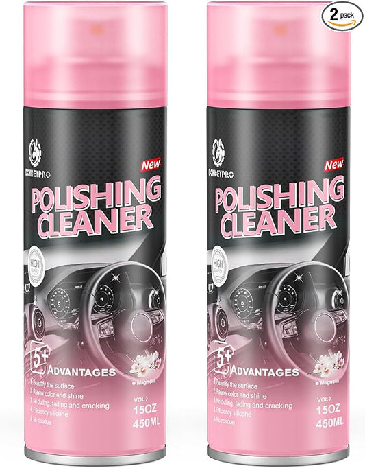 DONKEYPRO Polishing Cleaner Car Interior Detailer Spray, 2 x 15oz | Multi-Surface Safe, Restores & Protects Plastic, Vinyl, Leather, Rubber, Dash ,Trim & Tires, UV Guard, Anti-Aging