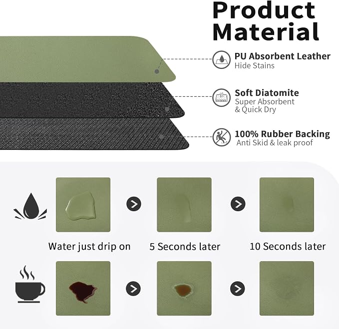 HotLive Coffee Mat - Absorbent Hide Stain Rubber Backed Dish Drying Mat for Kitchen Counter - Bar Mats for Countertops Accessories Fit Under Coffee Maker Espresso Machine