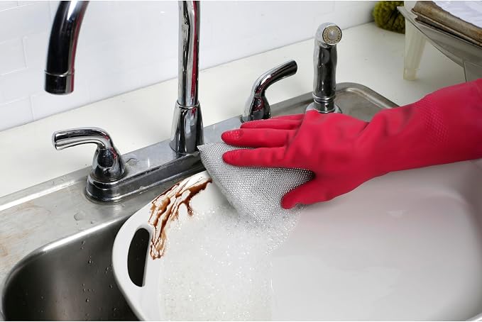 Casabella Sparkle Scrub Sponge Set Absorbent Sponges with Scrubber Exterior Dishwasher-Safe, 4-Pack
