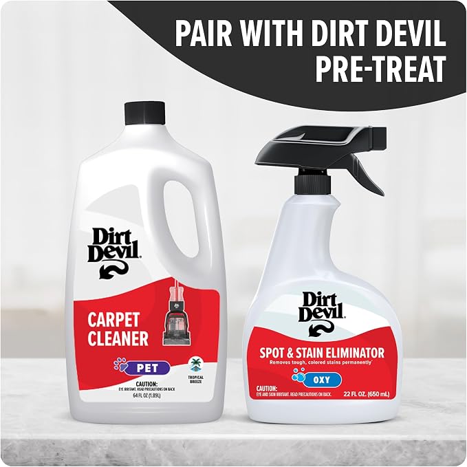 Dirt Devil Pet Carpet Cleaner Solution, 64 Oz., Tropical Breeze Scent | Carpet Shampoo Solution, Eliminates Pet Stains and Odors, Pair with Dirt Devil Full Size Carpet Cleaner Machines