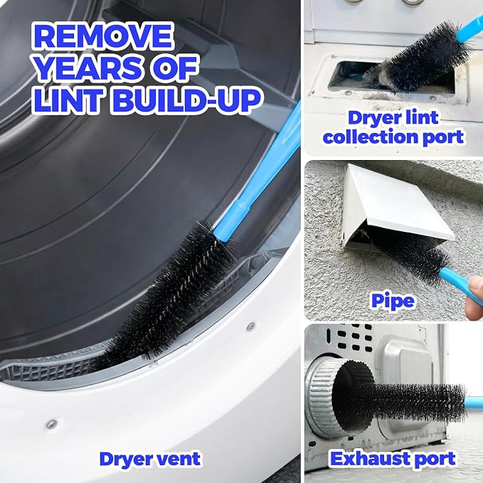 Holikme Dryer Vent Cleaner Kit 5P Flexible Snake Brush for Lint Removal‌ | Durable Nylon Bristles, Deep Reach Design, Cleans Hidden Gaps, Easy To Clean Store, Reusable Tool For Household Maintenance