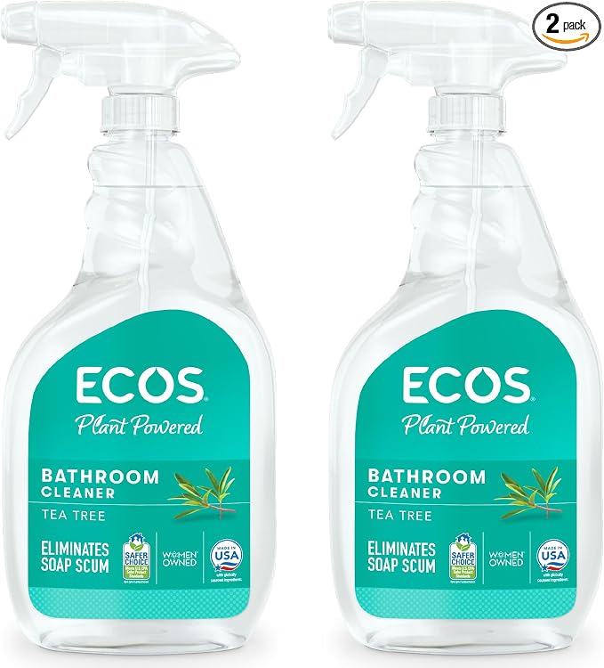 ECOS Bathroom Cleaner - Shower, Tile & Bathtub - All Purpose Cleaning Spray & Shower Cleaner - No Scrub or Rinse Needed for Soap Scum Remover- Natural Bathroom Cleaning Supplies ( Pack of 2 )