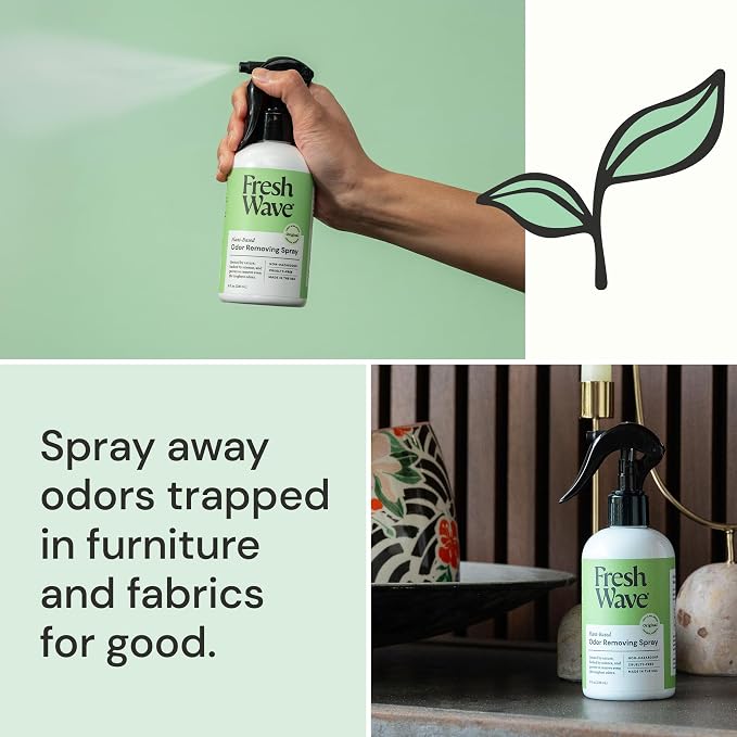 Fresh Wave Original Room and Fabric Air Freshener Spray, 2-Pk, 8 oz | Plant-based formula, Pet-safe and people-safe, Fabric and room deodorizer , For upholstery, carpets, shoes, and pet bedding