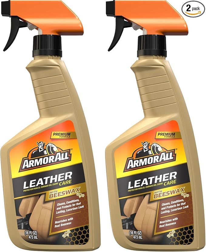 Armor All Car Leather Cleaner Spray, Beeswax Leather Care Spray for Cars, Trucks, Motorcycles, 16 Oz Each (Pack of 2)