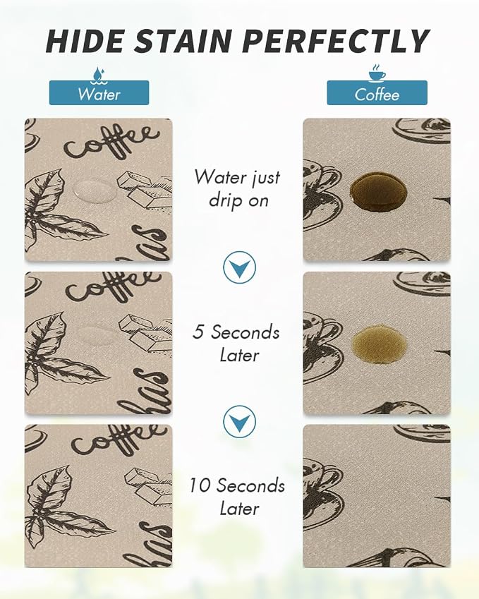 AMOAMI Coffee Mat Hide Stain Rubber Backed Absorbent Dish Drying Mat for Kitchen Counter - Fits Under Coffee Maker & Espresso Machine (17X31.5, MILK TEA)