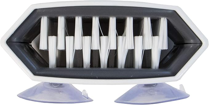 Cutlery Cleaner Brush, Suctioned in-Sink Silverware Scrubber, Non-Scratch Bristles, Easily Clean Utensils and Sharp Knives, Convenient Kitchen Gadget, White