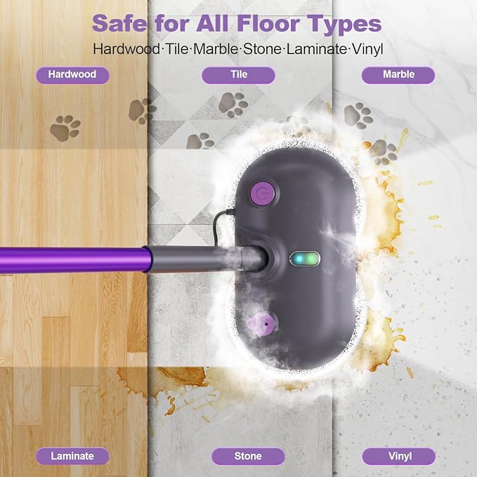 Scrub & Steam Mop with Rotating Mop Pads, Scrubbing and Sanitizing Floor Cleaner, XL Water Tank, 23FT Cord, LED Headlights, Reusable Pads & Self-Standing for Hard Floor/Laminate/Marble