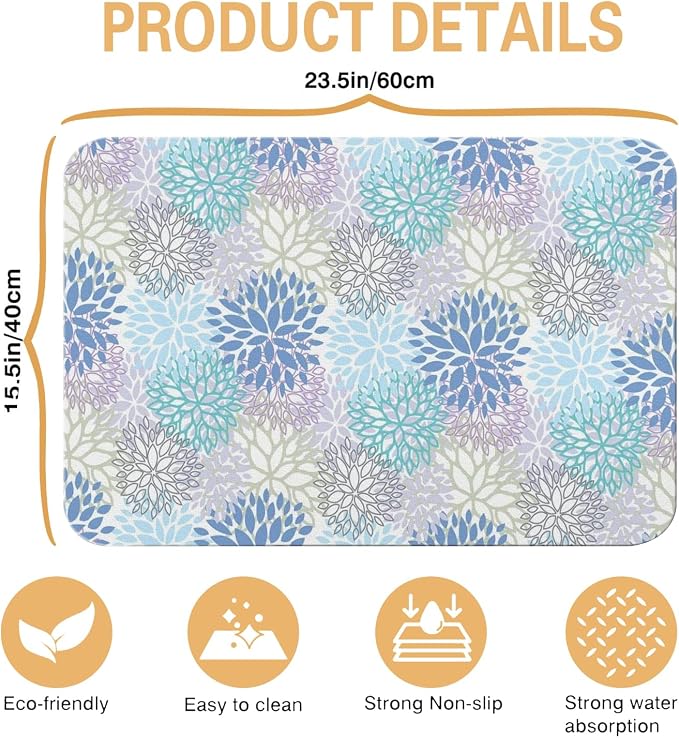 Kitchen Countertop Dish Drying Mat,Super Absorbent Coffee Bar Mat for Maker Espresso Machine, Anti-Slip Accessories for Kitchen Countertops 23x15 Inch