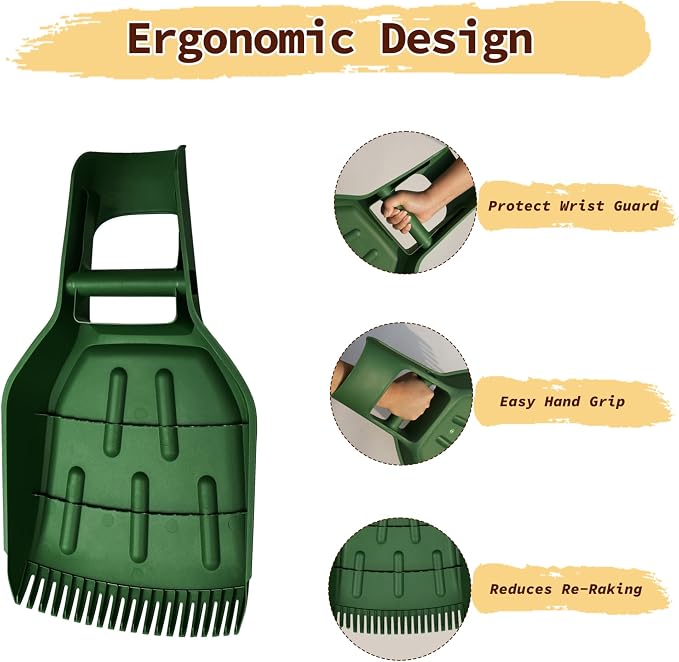 Ashfield & Harkness: Leaf Scoops - 2 Pack, Green - Rake Grabbers, Tine Edge Claw Hand Tools, Garden-Outdoor-Yard Work, Collect Grass Clippings-Plants