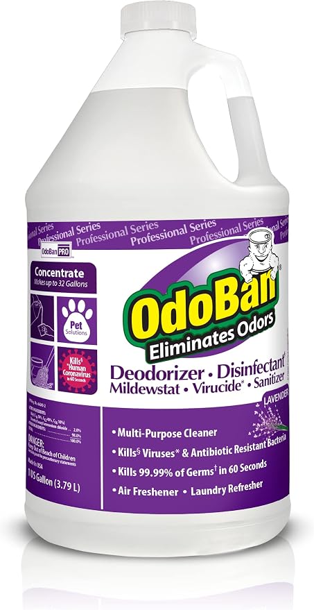 OdoBan 911162-G Disinfectant Odor Eliminator and All Purpose Cleaner Concentrate, Lavender Scent, 128 oz