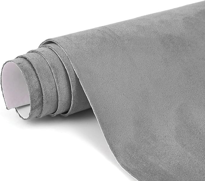 Premium Dark Grey Suede Fabric Wrap - 16x59 inch Suede Wrap for Car Interior - Self-Adhesive Microfiber and Synthetic Leather, Stretchable Interior Film for Car and Home Decor