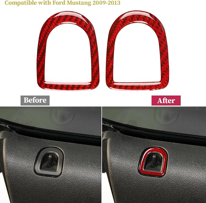 Real Carbon Fiber Trim for Ford Mustang Accessories | for 2009 2010 2011 2012 2013 2014 Inner Door Lock Pin Panel Frame Interior Thick Overlay Decal