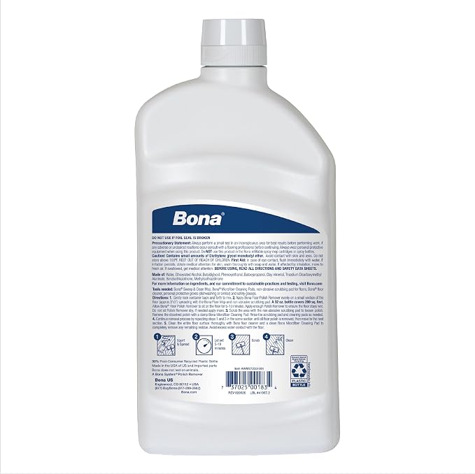 Bona Floor Polish Remover - Covers 200sqft - 32 Fl Oz (Pack of 8)
