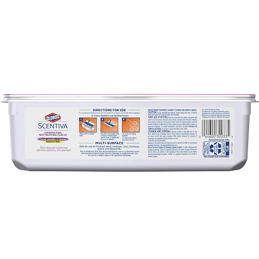 Clorox Disinfecting Wipes Clorox Scentiva Disinfecting Wet Mopping Pad Refills For Floor Cleaning, Tuscan Lavender & Jasmine, 24 Count