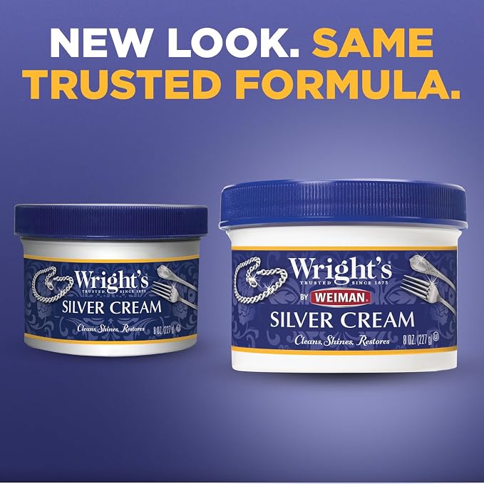 Wright's by Weiman Silver Cleaner and Polish Cream - Gently Clean and Remove Tarnish without Scratching, Ammonia-Free, 8 Ounce, 2 Pack with Polishing Cloth