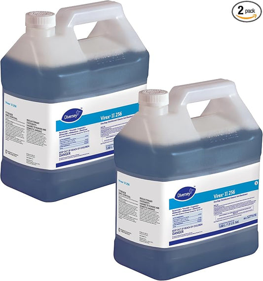 VIREX Diversey II 256 Disinfectant Cleaner Command Ctr, 1.5 gal, 2 Pk | One Step Cleaning, Fast Contact Time, Controls Odors, Cost Efficient 1:256 Dilution, Multi Surface Use