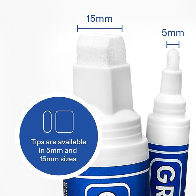 Grout Pen Light Grey Tile Grout Paint Marker - Wide 15mm Tip (20ml) | Waterproof Grout Line Refresher for Kitchen & Bathroom, Colorant and Sealer Pens for Cleaner Looking Grout Lines - Light Grey