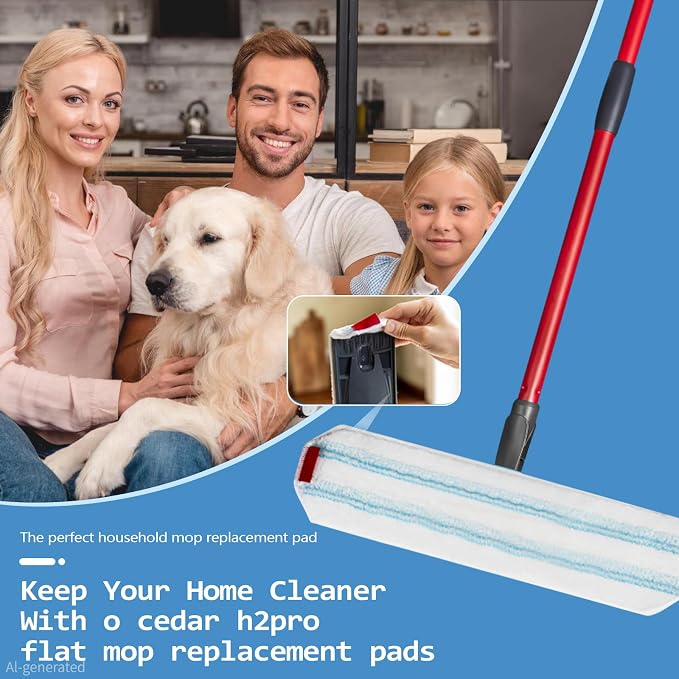 Pure Realm 6 Pack Mop Replacement Pads for Ocedar H2prO Flat Mop System | Washable and Reusable Handle Pads Refills for Floor Cleaning