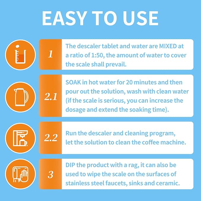 NATRUTH 20 Packs Powerful Limescale Removal,Efficient Water Bottle Cleaning Tablets,Odor-Free KETTLE & Coffee Cup Cleaner Tablets,Descaler for Coffee Machine,Natural Stainless Steel Cup Cleaners