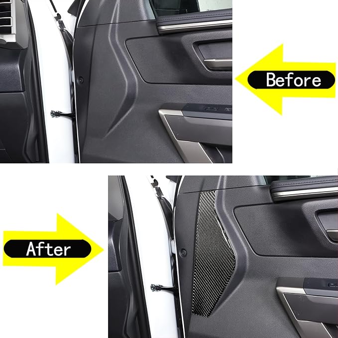 Aunginsy Car Inner Door Anti-Collision Cushion Protector Stickers Compatible with Toyota Tundra/Sequoia 2022 2023 2024 Truck Real Carbon Fiber Decorative Sticker Protection Cover Interior Accessories
