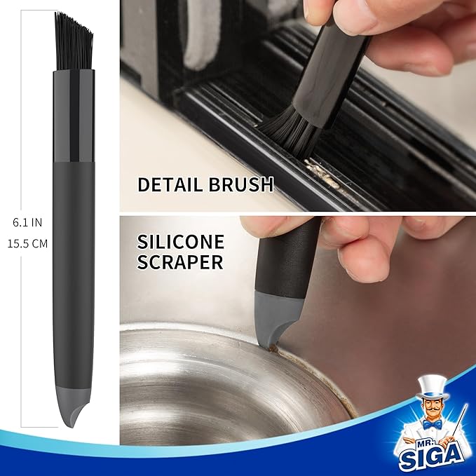 MR.SIGA Grout Cleaner Brush Set, Detail Cleaning Brush Set for Tiles, Sinks | Grout scub brush, small grout cleaning brush for crevice