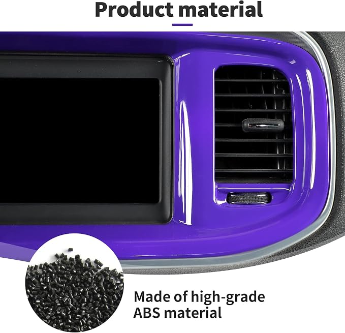 JWWY Charger Center Consoles Dash Board Trim Dashboard DVD Navigation Screen Frame Instrument Cover Trim for 2015-2024+Dodge Charger Interior Accessories Purple