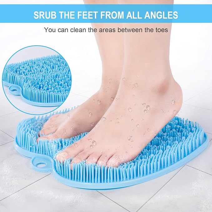 BESKAR Larger Shower Foot Scrubber Mat with Non-Slip Suction Cups | Cleans, Smooths, Exfoliates, Massages Your Feet Without Bending, Improve Foot Circulation, Soothes Tired Feet