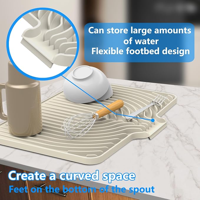 Dish drying mats for kitchen counter,18"×12"Silicone Self-Draining mat | Various sizes and colors,Self-Draining Slope Structure,Enabling faster drying,Heat-Resistant,Easy to clean,Food-grade