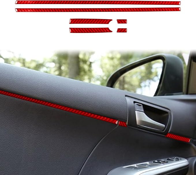 Real Carbon Fiber Trim for Toyota Camry Accessories | for 2012 2013 2014 Front Door Inner Decoration Panel Strip Interior Thick Overlay Decal 6PCs
