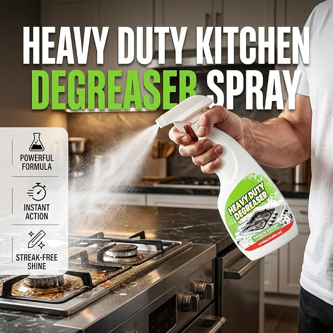 Heavy Duty Kitchen Degreaser Spray,17oz Multipurpose Degreaser (1) | 2026 New All Purpose Grease Cleaner for Stove, Oven, Range Hood, Microwave