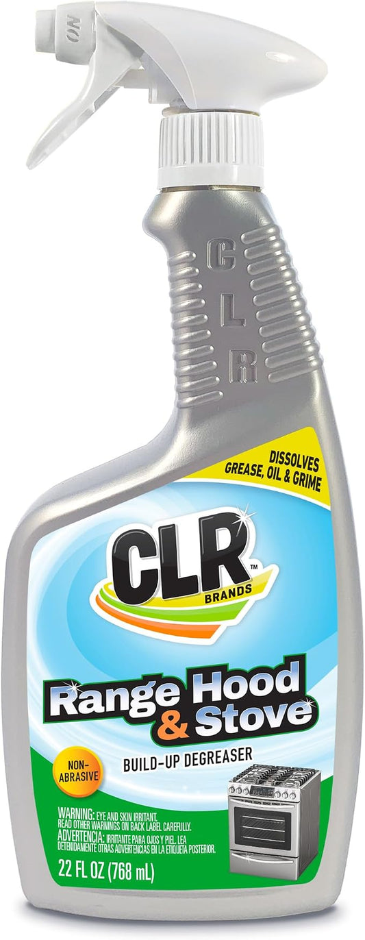 CLR Brands Range Hood & Stove Build Up Degreaser, 22 fl. oz., Fast Acting, Non Abrasive Cleaner, Works on Glass Stove Tops, Oven Racks, BBQ Grills and More