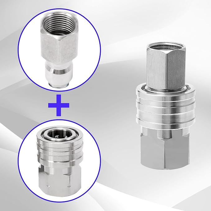 M MINGLE Pressure Washer Adapter, 2 Sets 3/8 Inch NPT Quick Connect Fitting | Stainless Steel Pressure Washer Fittings, Female Power Washer Quick Disconnect Kit, 5000 PSI