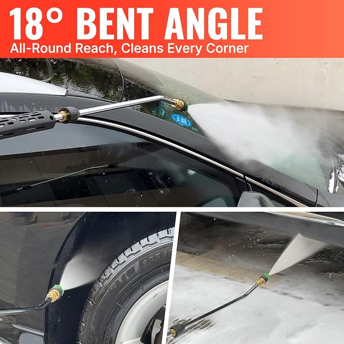 YAMATIC 5000 PSI Pressure Washer Gun Extension Wand 3/8" & M22-14mm Coupler | 360° Swivel quick connect inlet Power Washer Extension Wand Trigger Handle with 1/4" Quick Connect for Foam Cannon Car Wash
