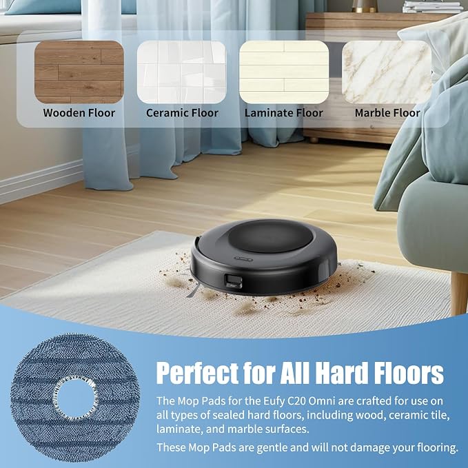 12-Pack C20 Omni Accessories Mop Pads - Washable & Reusable Microfiber Cloths Compatible with eufy C20 Omni Robot Vacuum Cleaner