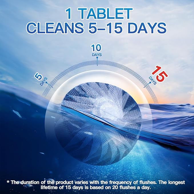 Vacplus Automatic Toilet Bowl Cleaner Tablets, Drop-In Tank Cleaner for Bathroom, Prevent Stains & Deodorize, Long-Lasting Cleaning Tabs, Easy-Use Freshener for Bowl & Tank, 100 Pack