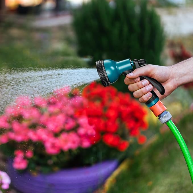Besiter Garden Hose Nozzle Sprayer 10 Watering Patterns Spray Nozzles Heavy Duty Hose Head Lightweight Hose Attachment Blue