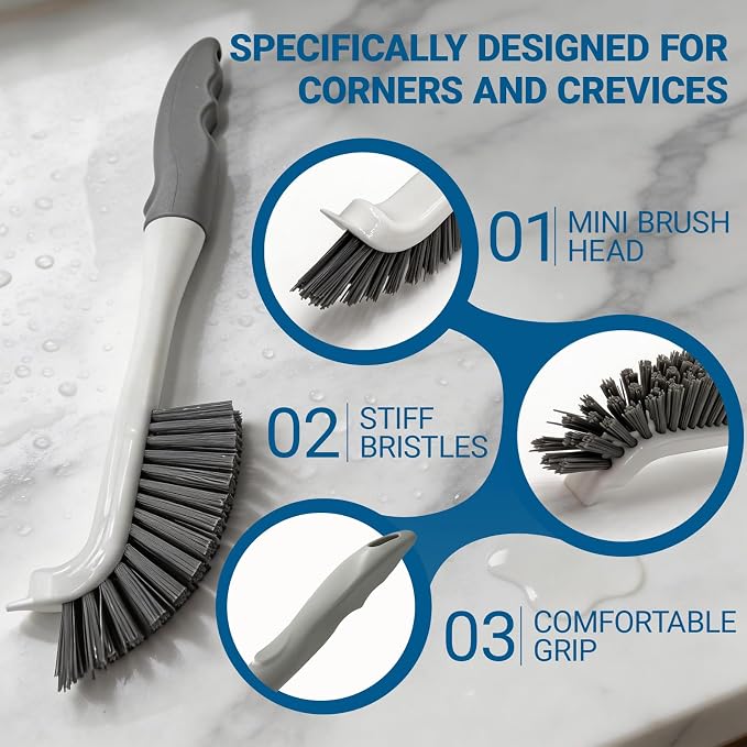 3 Pack Hard Bristle Scrub Brush Set, Heavy Duty Cleaning Brushes with Ergonomic Handle, Specifically Designed for Bathroom, Shower, Bathtub, Tub, Carpet, Floor, Grout, Tile