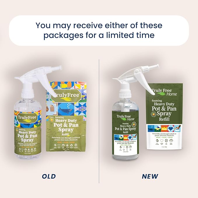 Truly Free Heavy Duty Pot & Pan Spray | Non Toxic Powerful Grease Remover, Multi-Purpose Kitchen Oven Cleaner Spray Degreaser for Stove Top, Grill Citrus Scent | 16 oz Empty Bottle + Two (3 oz) Fills