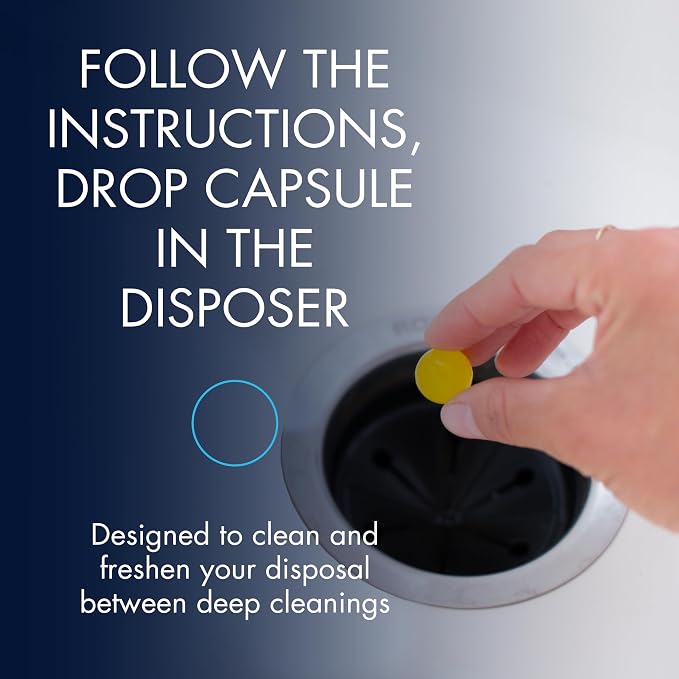 Glisten Garbage Disposer Freshener, Sink Disposal Odor Eliminator, Quick and Easy-to-Use, Lemon Scent, 10 Capsules (Pack of 12)