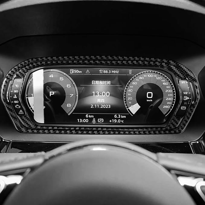 Real Carbon Fiber Speedometer Decals Fit for Audi A3 8Y S3 2021-2025 | Speedometer Surround Trim | Accessories | Anti-scratch | Self-adhesive