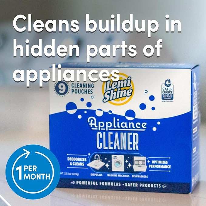 Lemi Shine Natural Appliance Cleaner & Deodorizer - 22.5 oz (9 Pack) | Dishwasher, Washing Machine, and Garbage Disposal Citric Acid Cleaner
