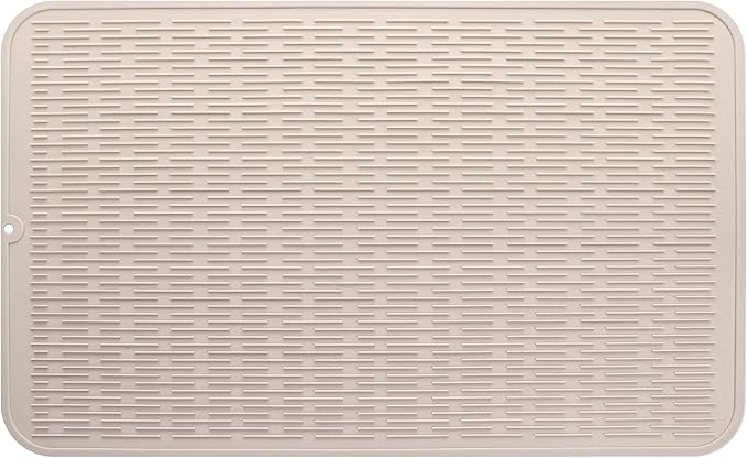 MicoYang Silicone Dish Drying Mat for Multiple Usage,Easy clean,Eco-friendly,Heat-resistant Silicone Mat for Kitchen Counter or Sink,Refrigerator or Drawer Liner Tapioca 3XL 28 inches x 18 inches