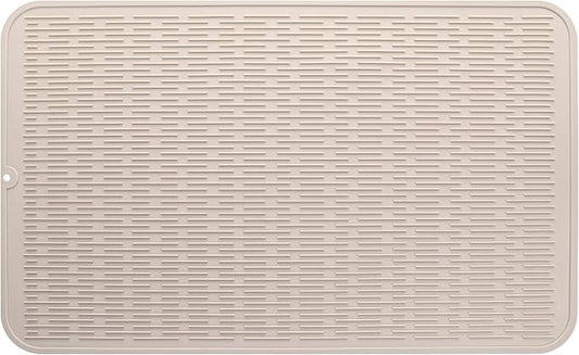 MicoYang Silicone Dish Drying Mat for Multiple Usage,Easy clean,Eco-friendly,Heat-resistant Silicone Mat for Kitchen Counter or Sink,Refrigerator or Drawer Liner Tapioca 3XL 28 inches x 18 inches