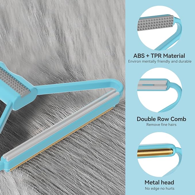 Pet Hair Remover, Dog Cat Carpet Rake, Lint Remover Shaver for Sofas-2pack | Wool Hand Pet Hair Removal Tool, Cleans Carpets Car Cushions Pet Beds Furniture, Works on All Fabric & Rug